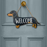 Dachshund Welcome Sign, Wooden Dog Classroom Door Hanger, Wiener Dog Wall Decor, Cute Pet Entry Plaque for Teachers or Home