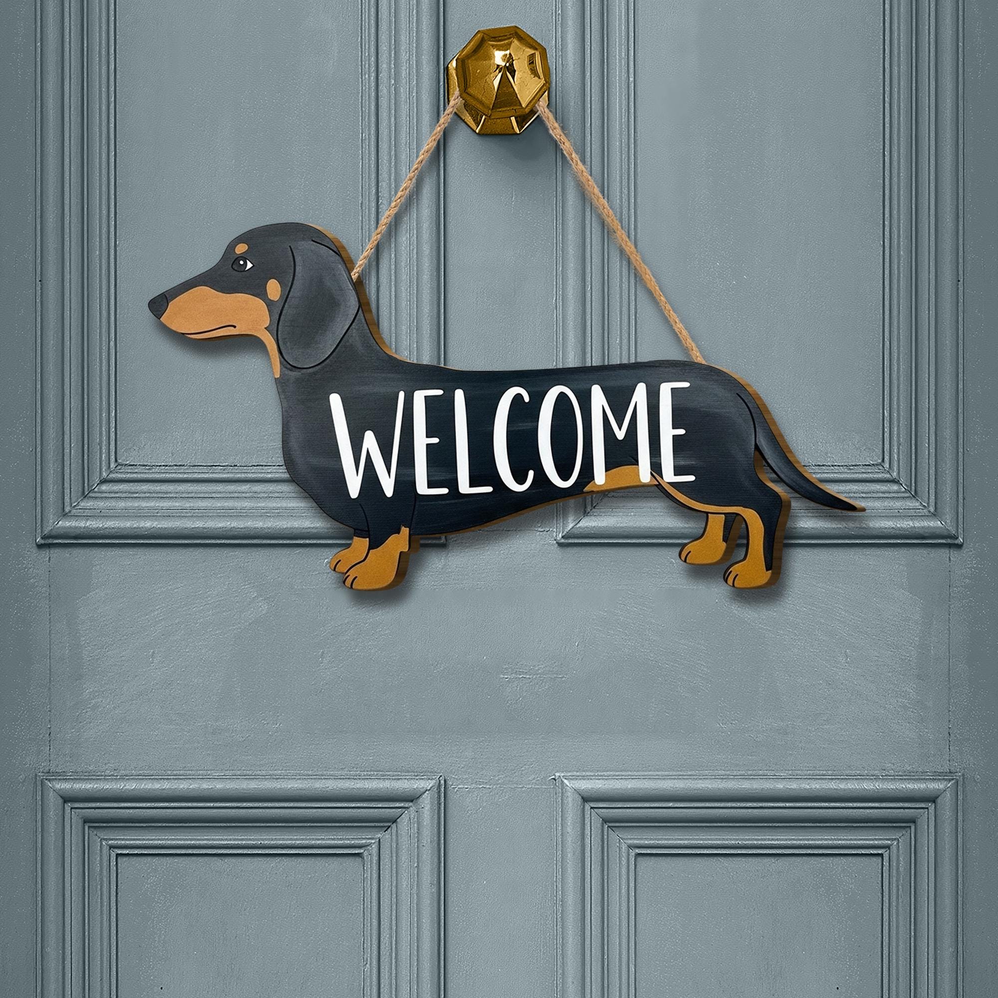 Dachshund Welcome Sign, Wooden Dog Classroom Door Hanger, Wiener Dog Wall Decor, Cute Pet Entry Plaque for Teachers or Home