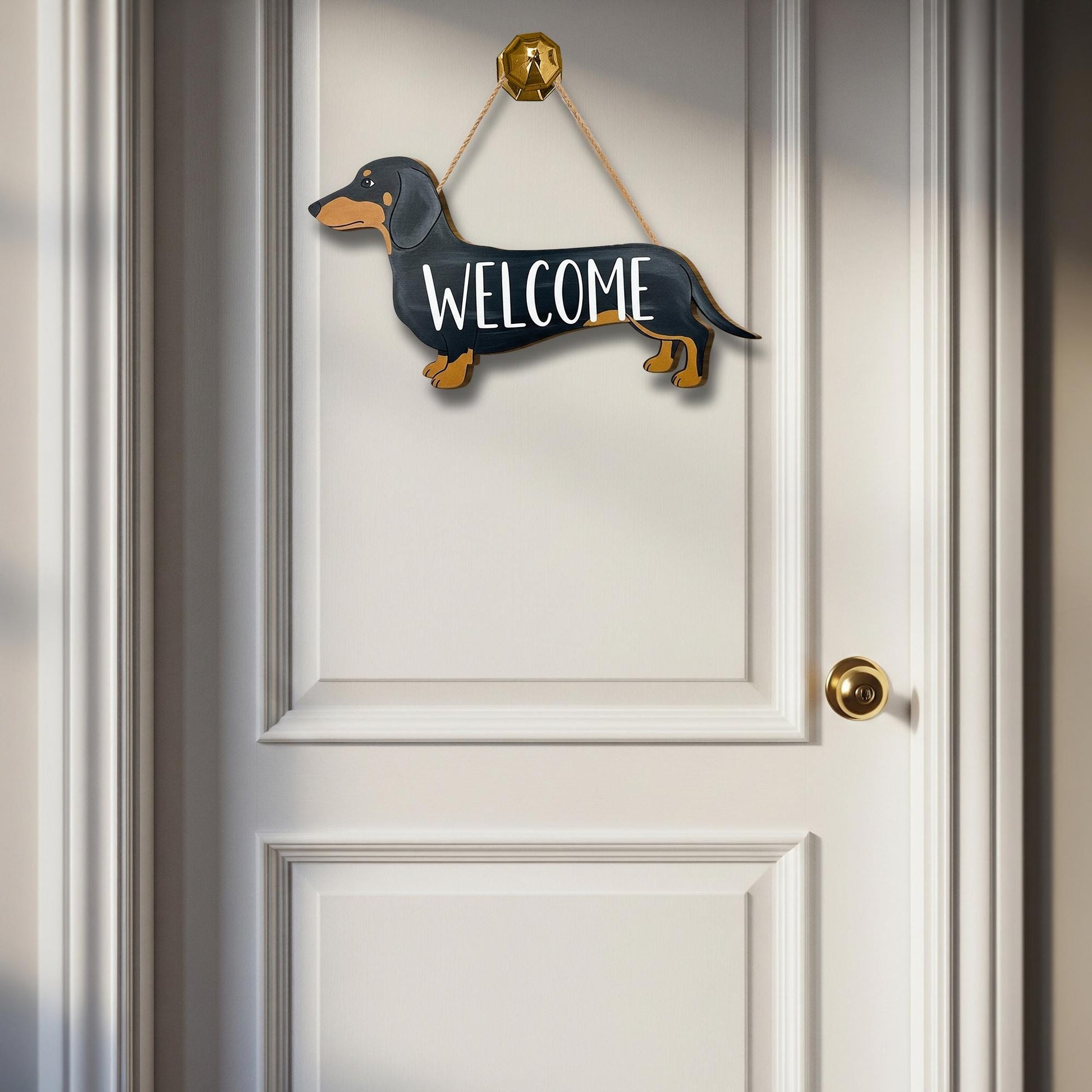 Dachshund Welcome Sign, Wooden Dog Classroom Door Hanger, Wiener Dog Wall Decor, Cute Pet Entry Plaque for Teachers or Home