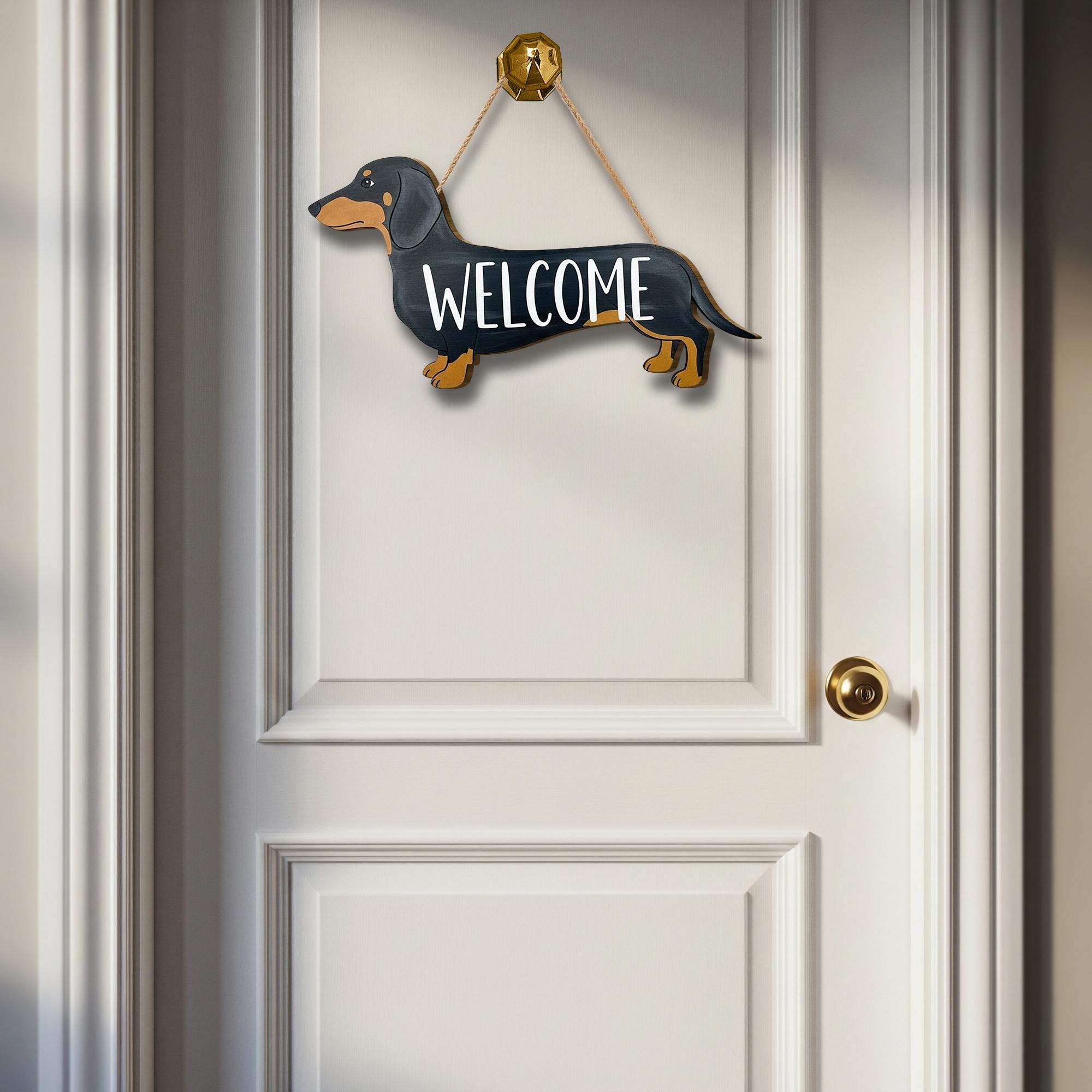 Dachshund Welcome Sign, Wooden Dog Classroom Door Hanger, Wiener Dog Wall Decor, Cute Pet Entry Plaque for Teachers or Home
