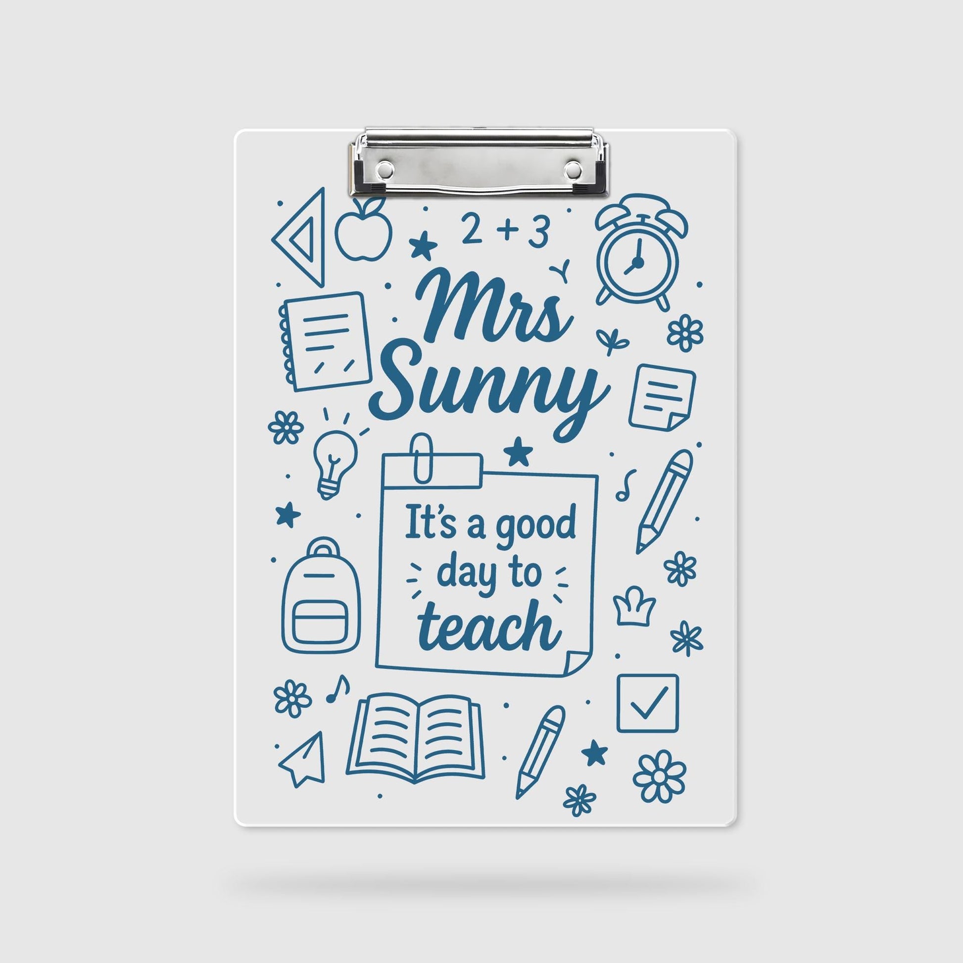 Personalized Teacher Clipboard for Teacher, Acrylic Dry Erase Board with “It’s a Good Day to Teach” Design, Cute School Gift