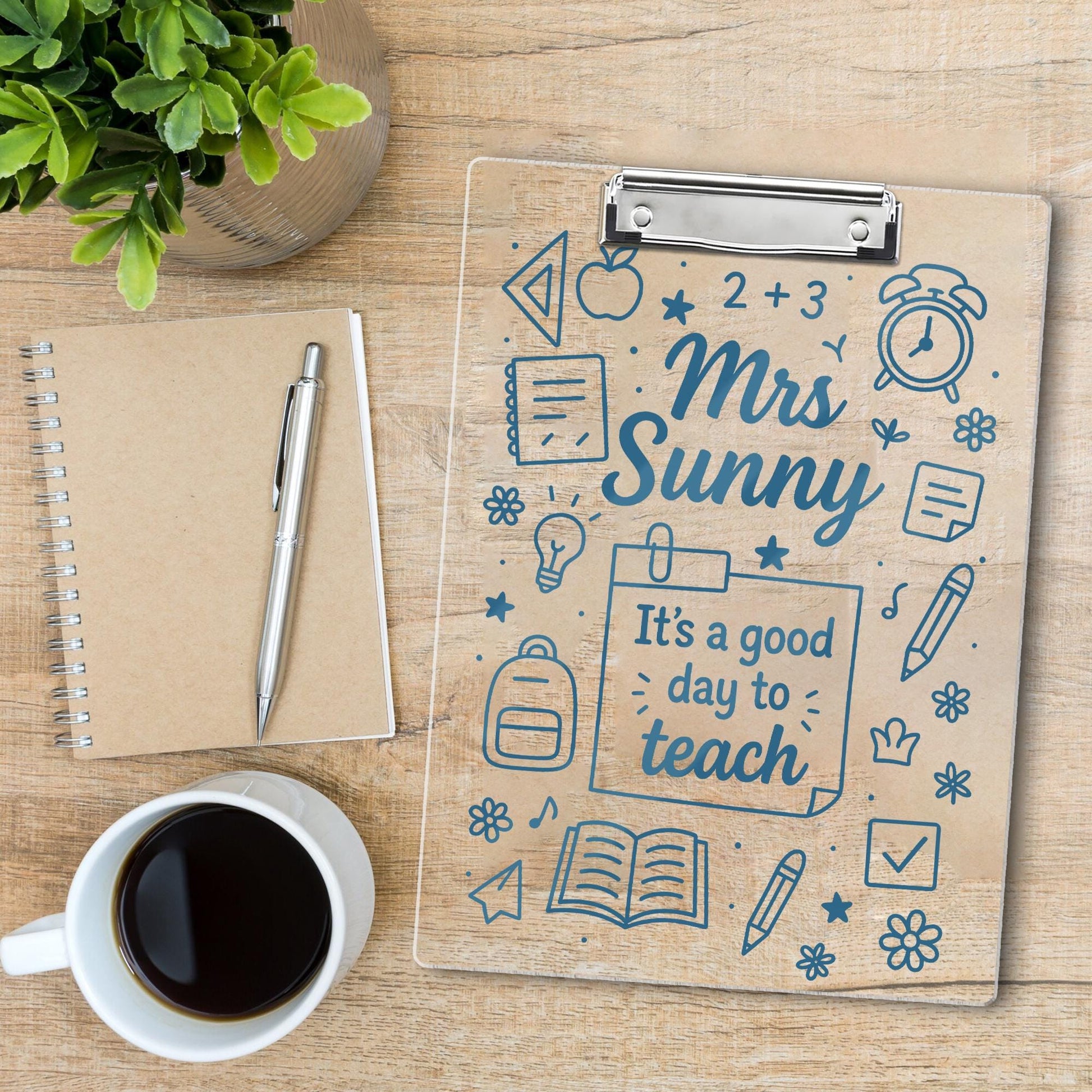 Personalized Teacher Clipboard for Teacher, Acrylic Dry Erase Board with “It’s a Good Day to Teach” Design, Cute School Gift