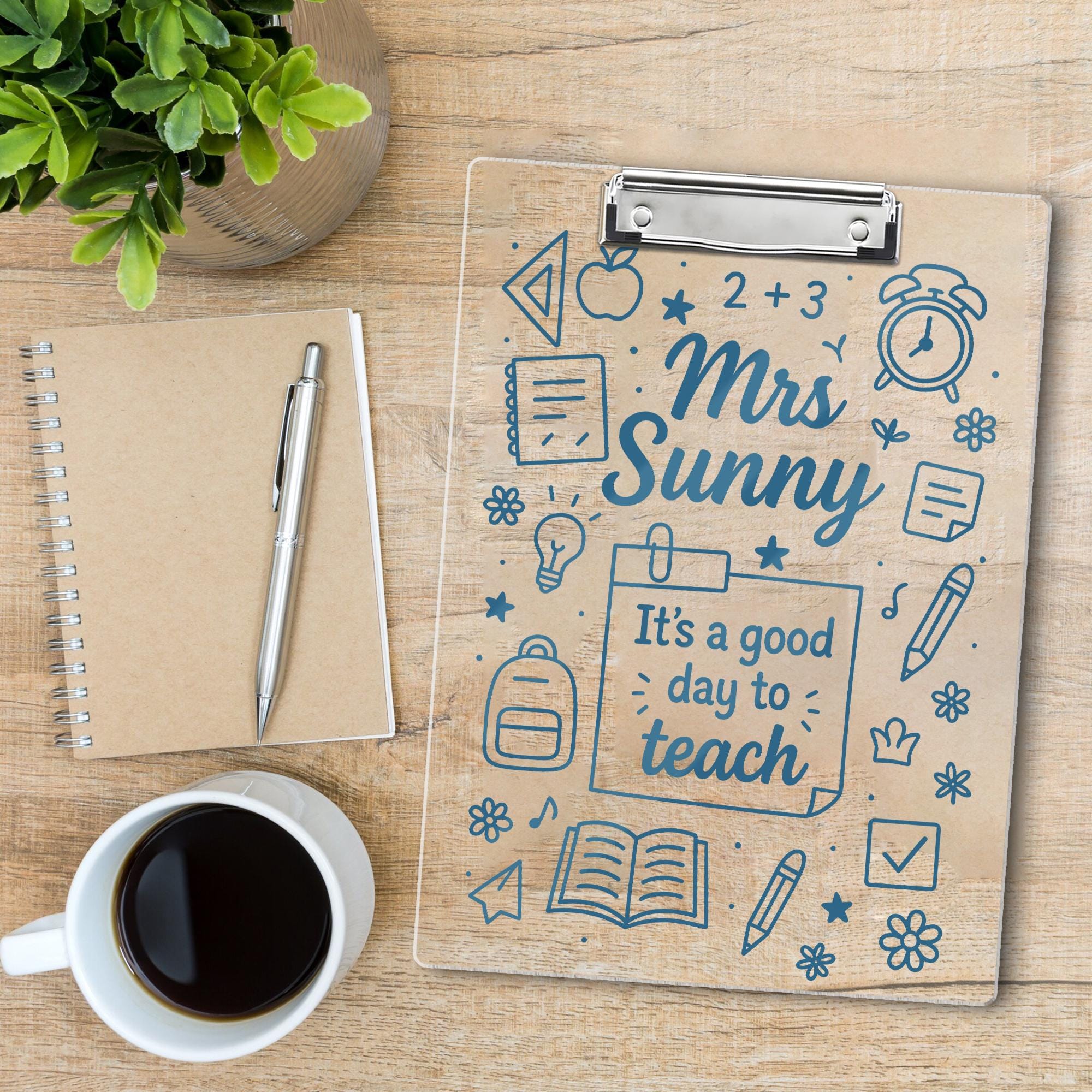 Personalized Teacher Clipboard for Teacher, Acrylic Dry Erase Board with “It’s a Good Day to Teach” Design, Cute School Gift