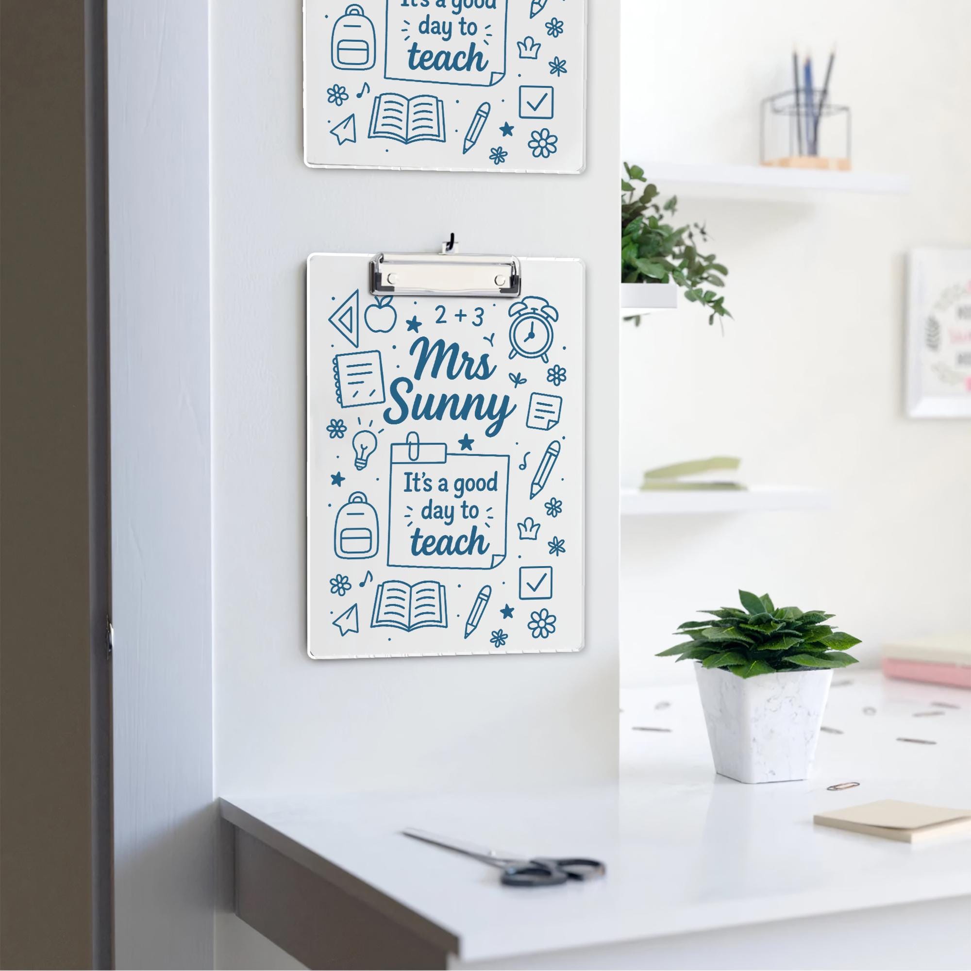Personalized Teacher Clipboard for Teacher, Acrylic Dry Erase Board with “It’s a Good Day to Teach” Design, Cute School Gift
