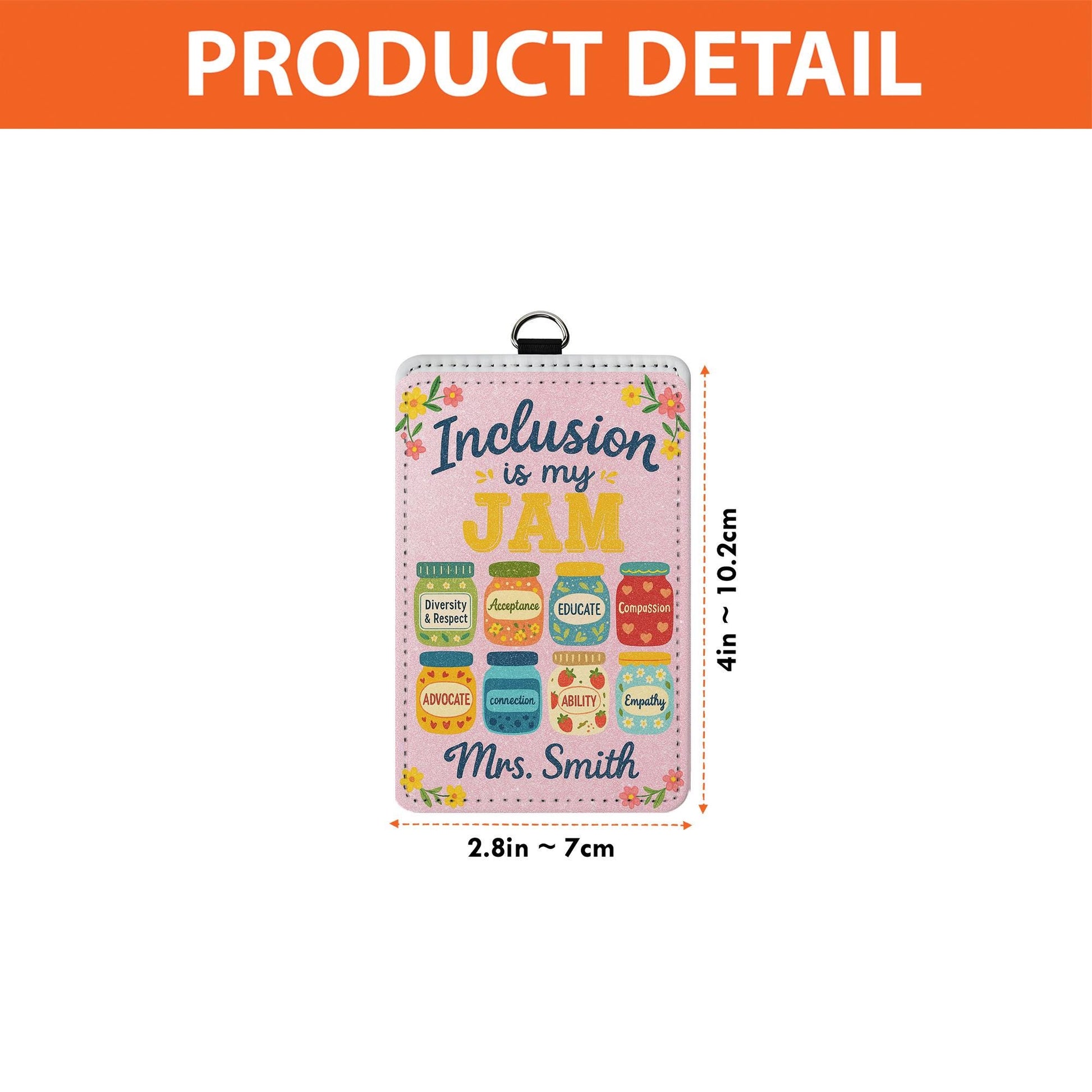 Inclusion Is My Jam Teacher Badge Holder – Custom Name ID Tag for Teachers, Educators – Diversity, Acceptance Themed Lanyard Gift