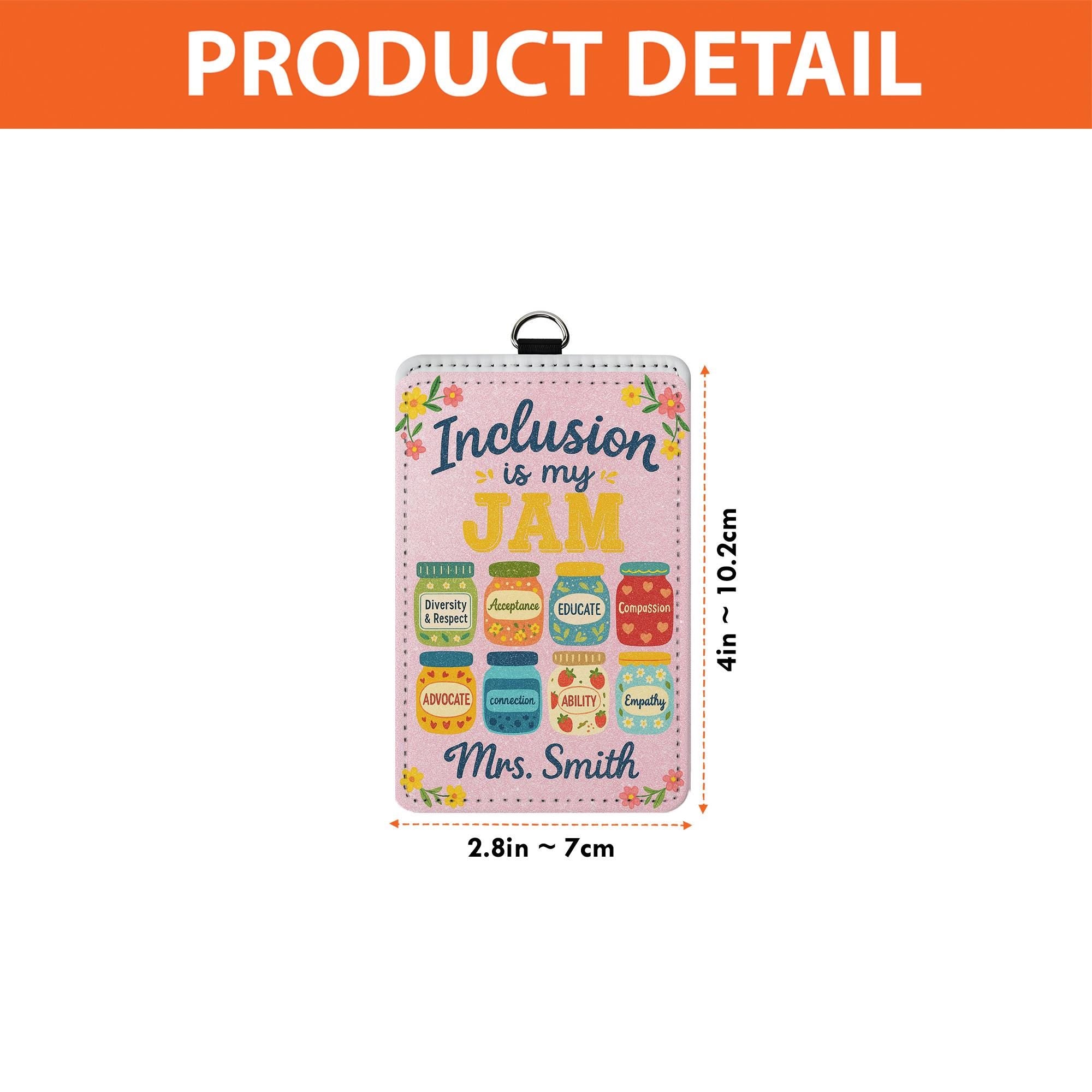 Inclusion Is My Jam Teacher Badge Holder – Custom Name ID Tag for Teachers, Educators – Diversity, Acceptance Themed Lanyard Gift