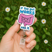 If The Gut Works Use It Badge Reel | Funny GI Intestine Retractable ID Holder | Cute Gift for Nurse, Doctor, Gastroenterologist