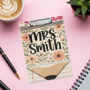 Custom Floral Teacher Clipboard, Personalized Name Clipboard for Classroom, Cute School Supply Gift for Educators and Staff