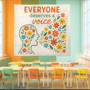 Everyone Deserves a Voice Tapestry, Speech Therapy Wall Art, SLP Office Decor, Floral Communication Banner, Therapist Gift