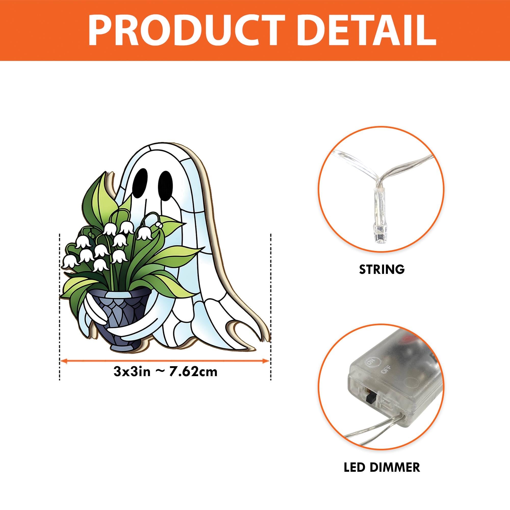 Ghost Flower String Lights, Wood Ghost Garland, Cute Halloween Decor, Lily of the Valley Ghost Lights, Cottagecore Room Decor