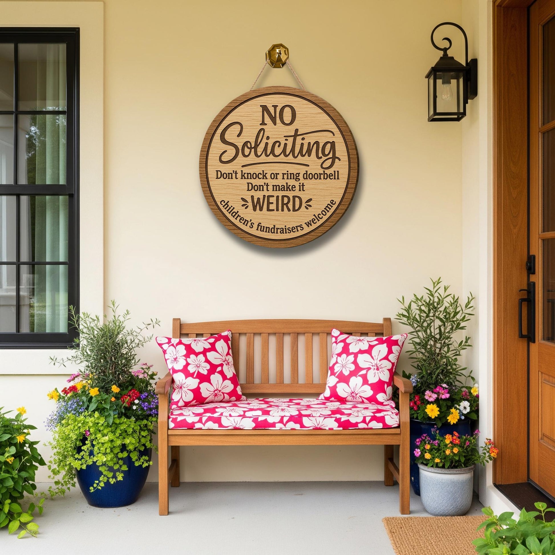 Funny No Soliciting Wooden Sign, Don't Make It Weird Door Hanger, Round Front Door Decor, Humorous Welcome Sign, Housewarming Gift Idea