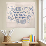 Speech Therapy Tapestry | Communication Looks Different Wall Art | SLP Office Decor | AAC Inclusive Classroom Banner | Neurodivergent Gift