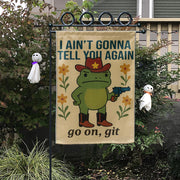Funny Cowboy Frog Garden Flag | Go On Git Yard Sign | Southern Humor Outdoor Decor | Country Porch Banner | Frog Lawn Flag