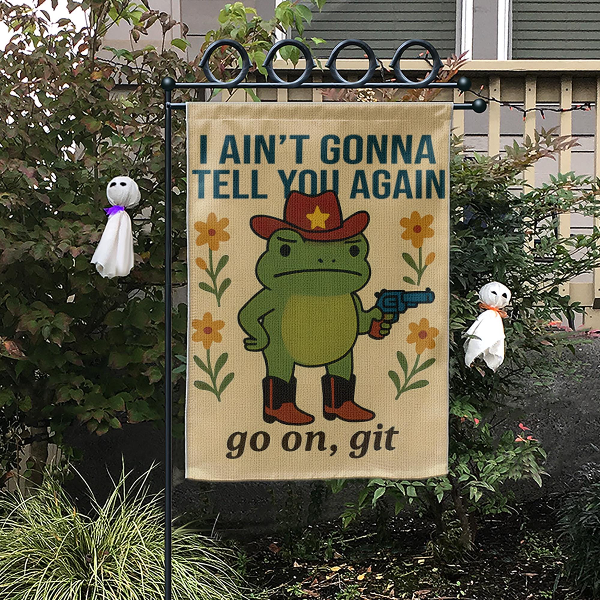 Funny Cowboy Frog Garden Flag | Go On Git Yard Sign | Southern Humor Outdoor Decor | Country Porch Banner | Frog Lawn Flag
