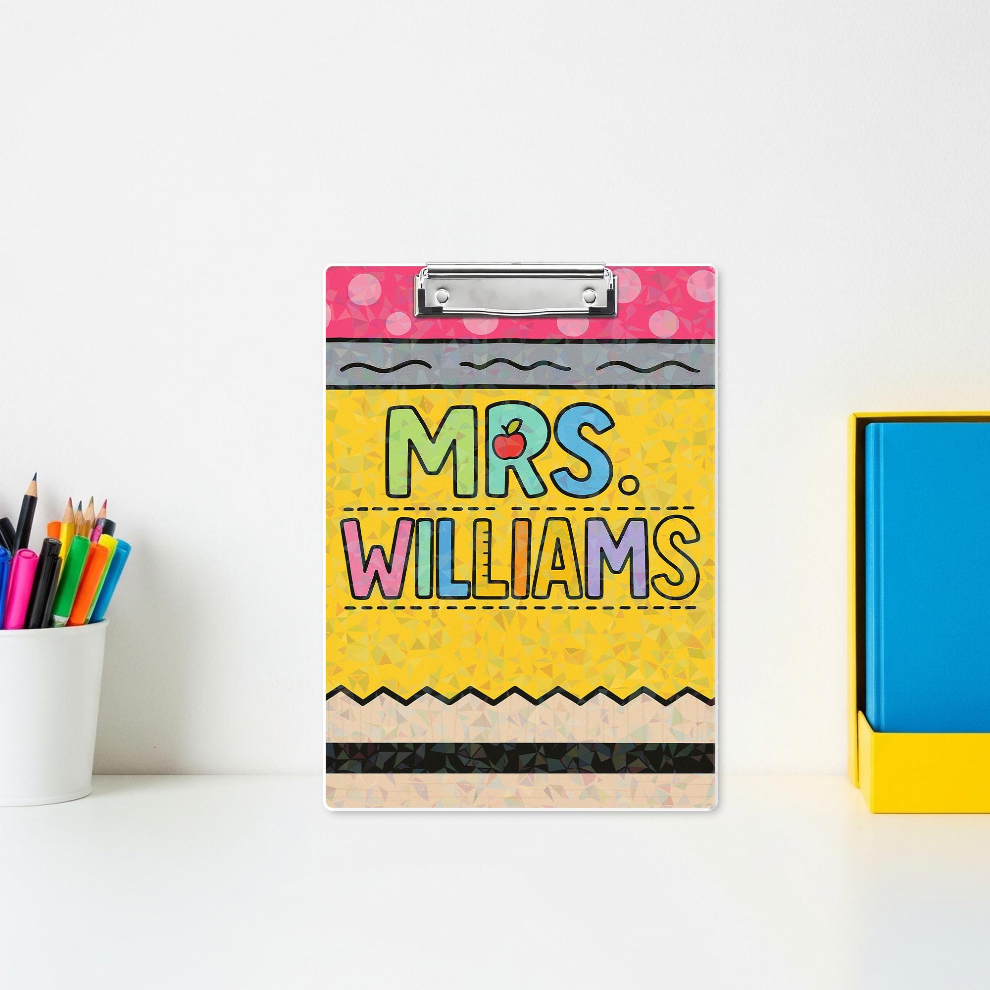 Personalized Teacher Clipboard | Custom Holographic Name Clipboard | Back to School Gift for Teachers | Classroom Supply