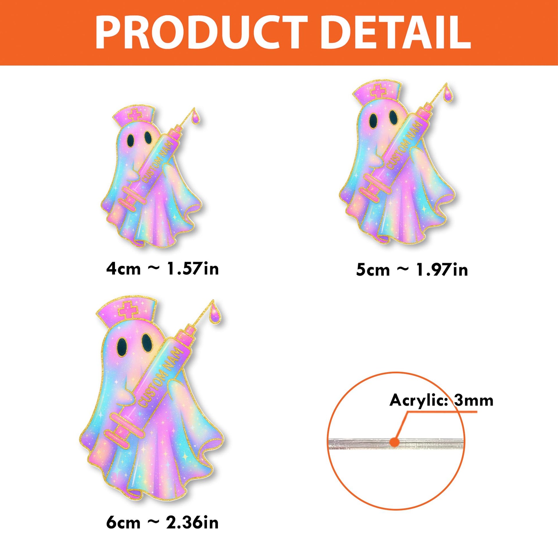 Custom Ghost Nurse Badge Reel | Neon Spooky Holographic Name Tag | Halloween Nurse ID Holder | Cute Medical Badge Clip for RN, cna, lpn