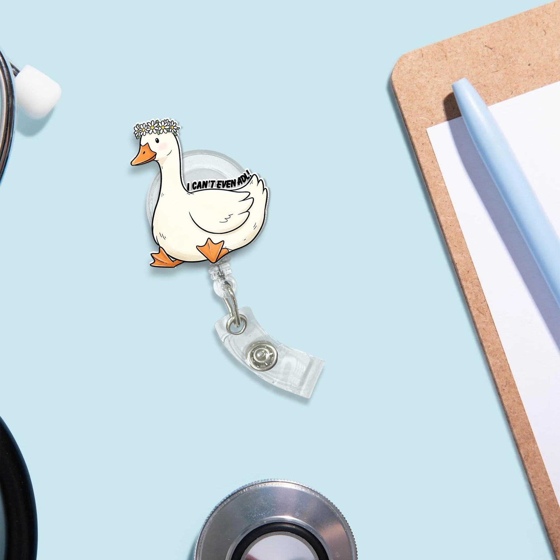 Silly Goose ADL Badge Reel, OT Gift Idea, Funny Occupational Therapy ID Holder, Duck Badge Clip, Cute Therapist Badge Reel