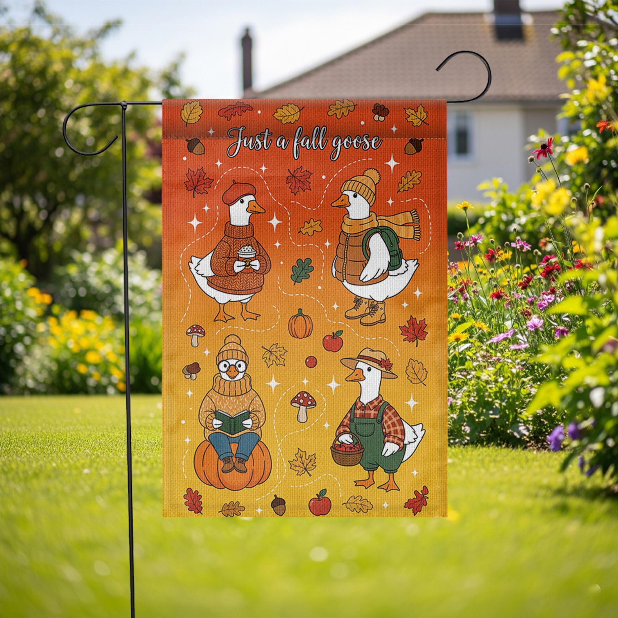 Just a Fall Goose Garden Flag – Cute Autumn Goose Yard Decor – Funny Thanksgiving Farmhouse Outdoor Fall Decoration