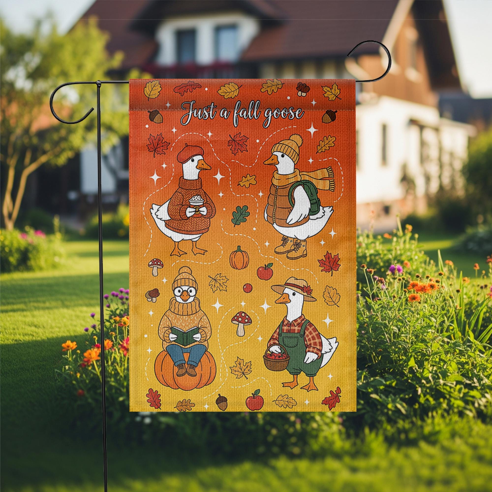 Just a Fall Goose Garden Flag – Cute Autumn Goose Yard Decor – Funny Thanksgiving Farmhouse Outdoor Fall Decoration