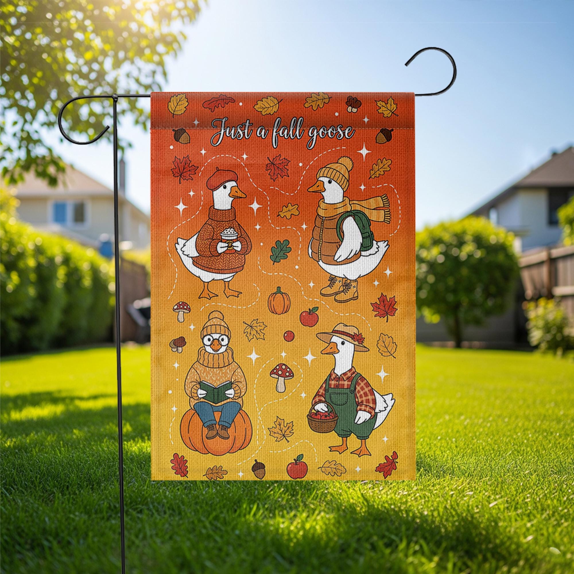 Just a Fall Goose Garden Flag – Cute Autumn Goose Yard Decor – Funny Thanksgiving Farmhouse Outdoor Fall Decoration