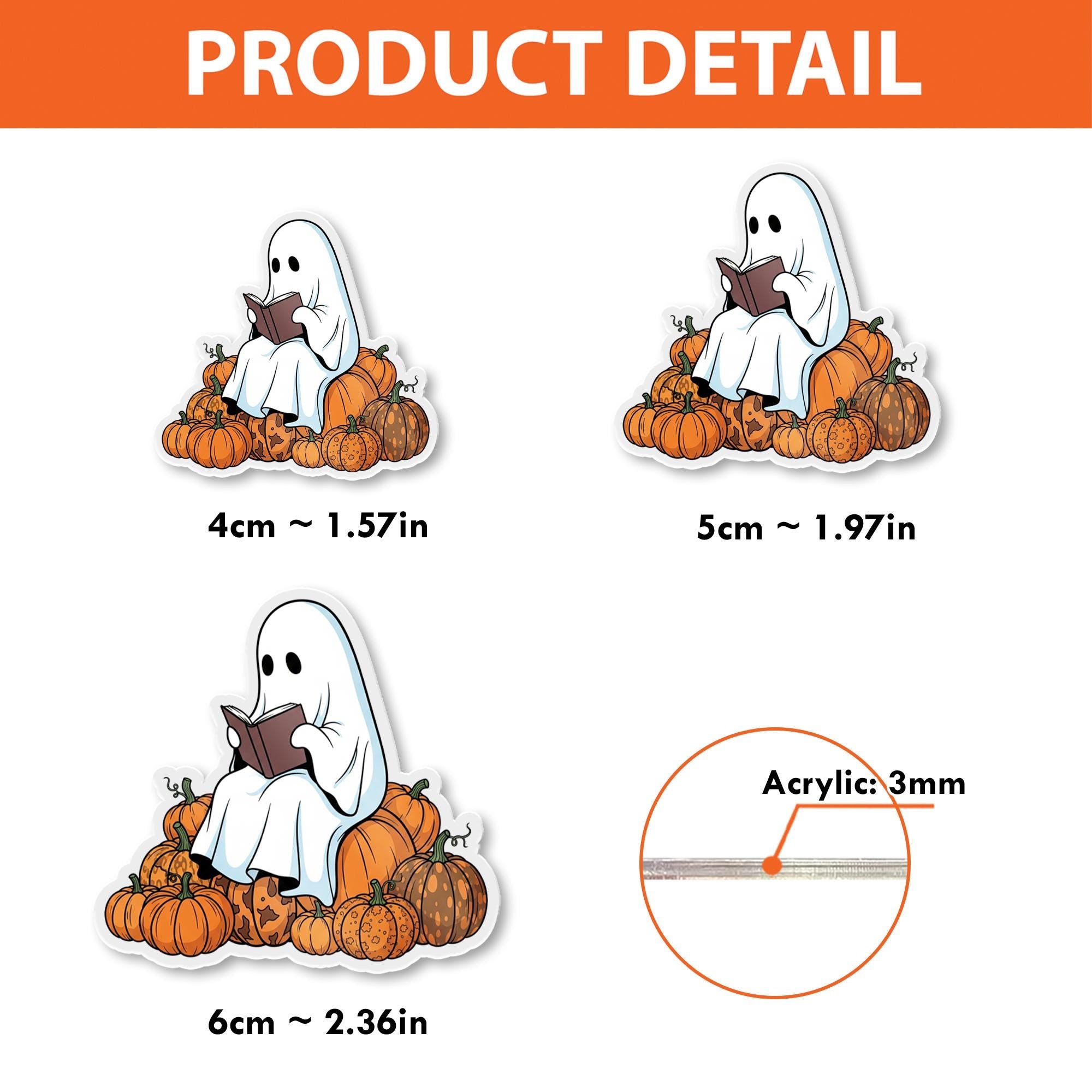 Ghost Reading Badge Reel | Halloween ID Badge Holder | Cute Fall Book Lover Gift | Pumpkin Retractable Name Tag Clip for Nurses & Teachers