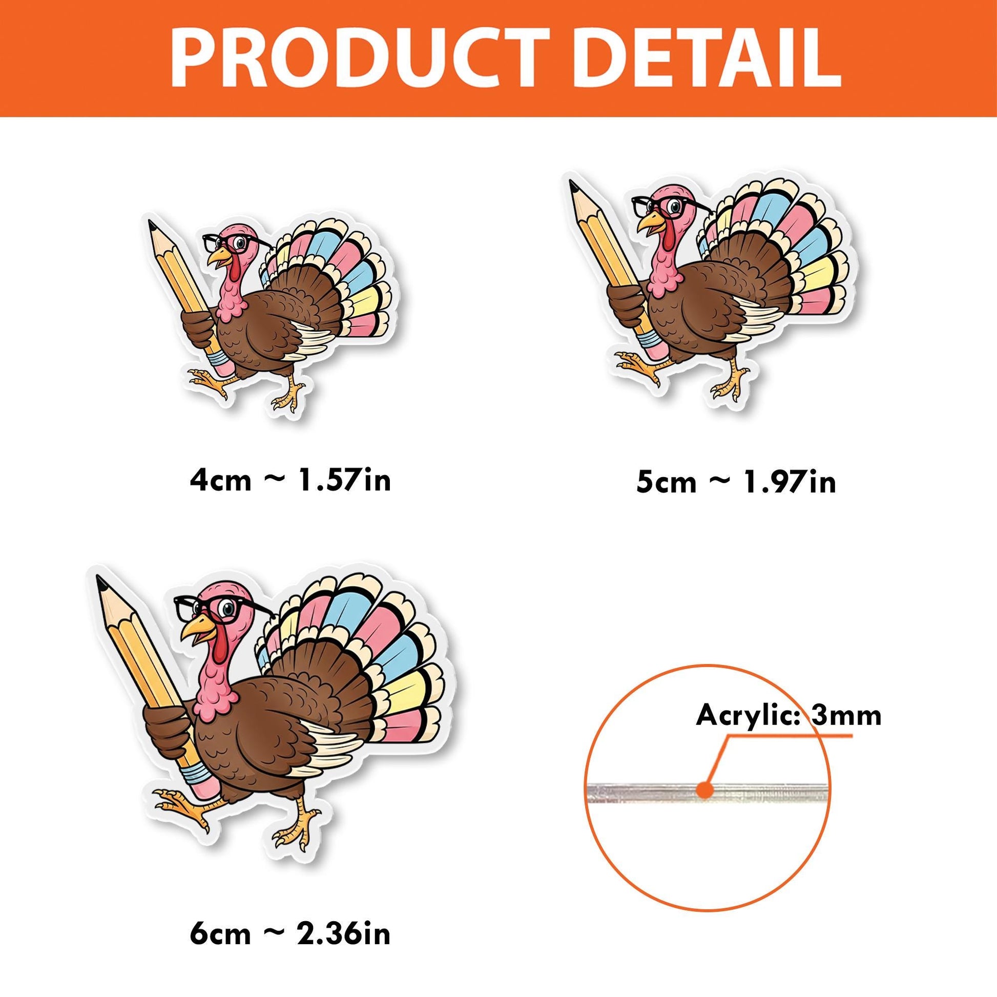 Thanksgiving Turkey Badge Reel | Funny Fall ID Holder with Pencil | Cute Teacher Gift | Retractable Name Tag Clip for Nurses & Staff