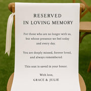In Loving Memory Wedding Sign | Reserved Chair Banner for Lost Loved Ones | Custom Memorial Ceremony Decor | Personalized Wedding Tribute