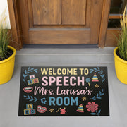 Speech Room Welcome Mat – Personalized Speech Therapist Doormat, SLP Classroom Decor, Custom Name Rug for Therapy or Office, Teacher Gift