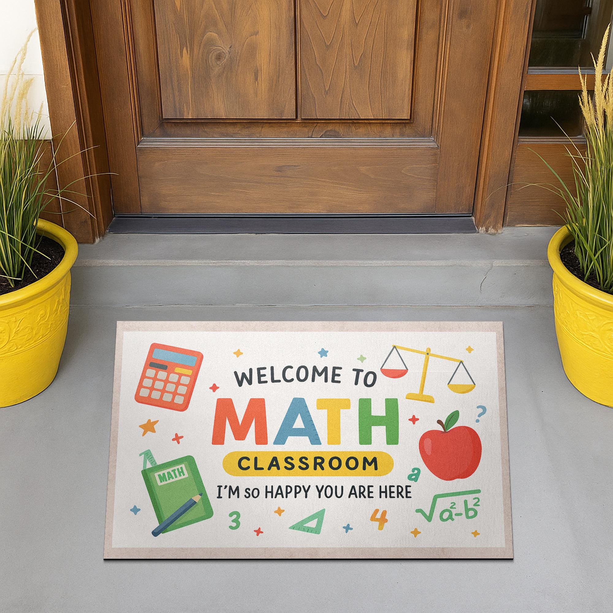 Welcome to Math Classroom Doormat – Colorful Teacher Rug, Fun Math Decor for Doorway, Back to School Mat for Classroom Entry, Teacher Mat