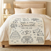Personalized Wedding Blanket, Mr and Mrs Custom Name Throw, Marriage Date Gift, Newlywed Keepsake, Bride and Groom Blanket