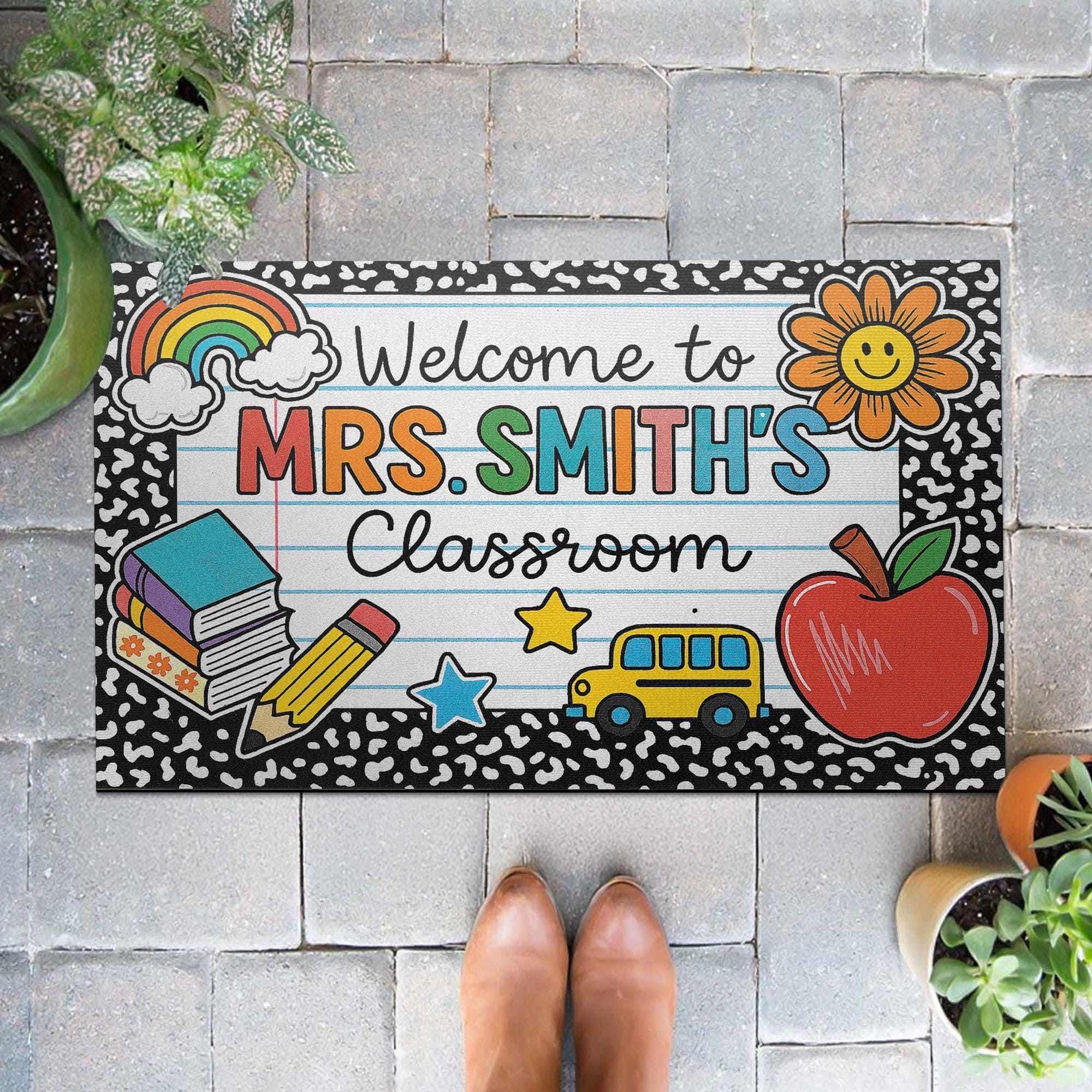 Welcome to Classroom Doormat – Cute Teacher Rug, Back to School Mat, Personalized Classroom Decor for Door Entry, School Welcome Rug