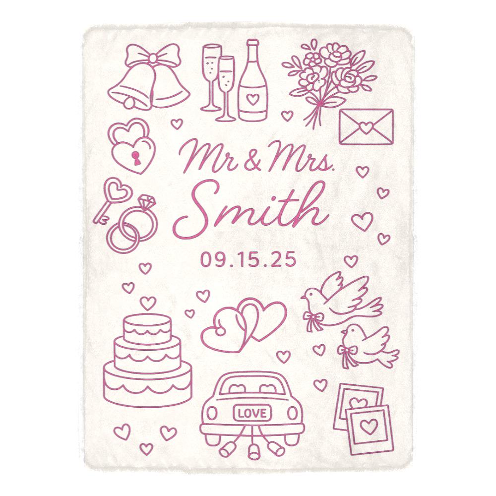 Mr and Mrs Wedding Blanket, Personalized Couple Throw, Marriage Date Keepsake, Bride and Groom Gift, Custom Anniversary Blanket