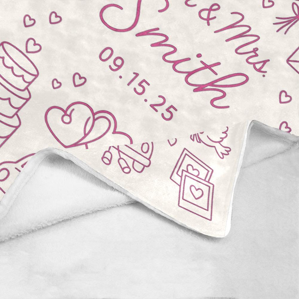 Mr and Mrs Wedding Blanket, Personalized Couple Throw, Marriage Date Keepsake, Bride and Groom Gift, Custom Anniversary Blanket