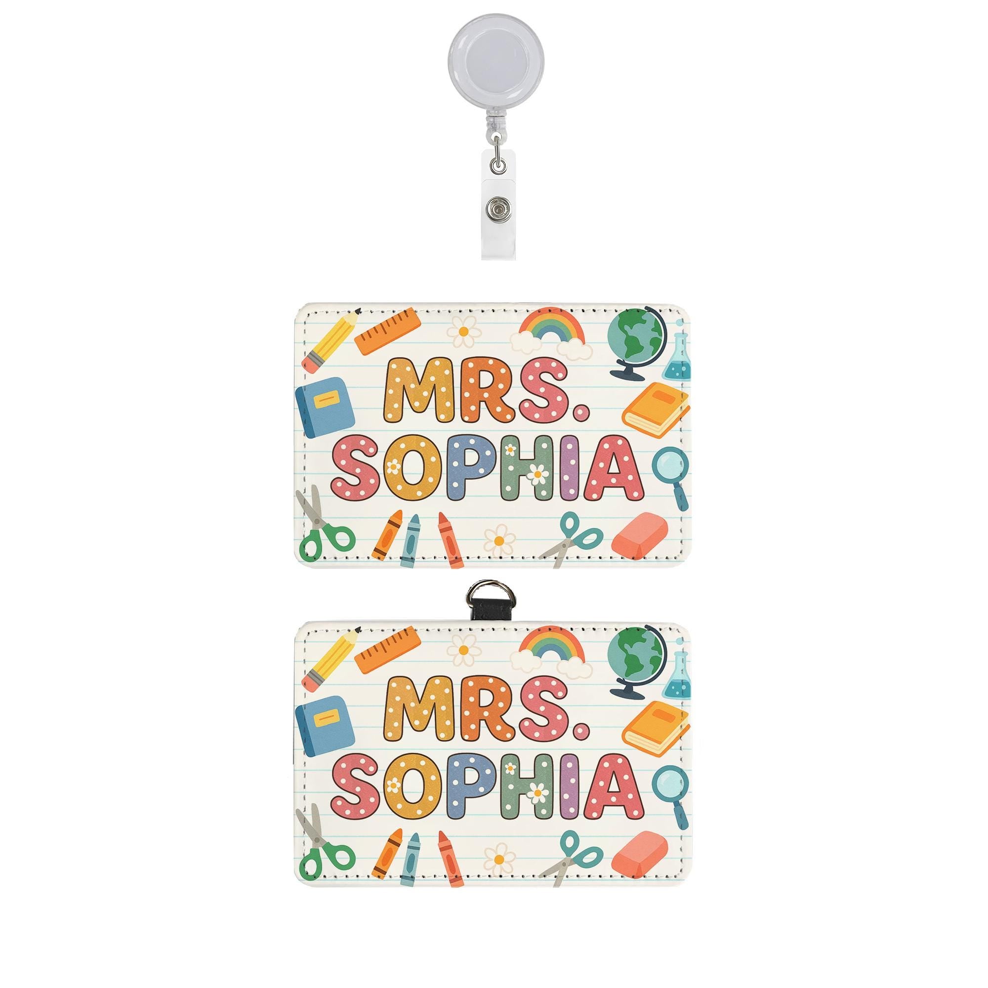 Teacher Name Badge Holder, Custom Cute ID Tag for Classroom, Personalized Lanyard Card, Back to School Gift for Teachers