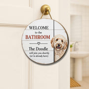 Funny Doodle Bathroom Sign, Custom Dog Lover Bathroom Decor, Welcome Wooden Wall Plaque, Labradoodle Home Gift, Cute Dog Room Sign