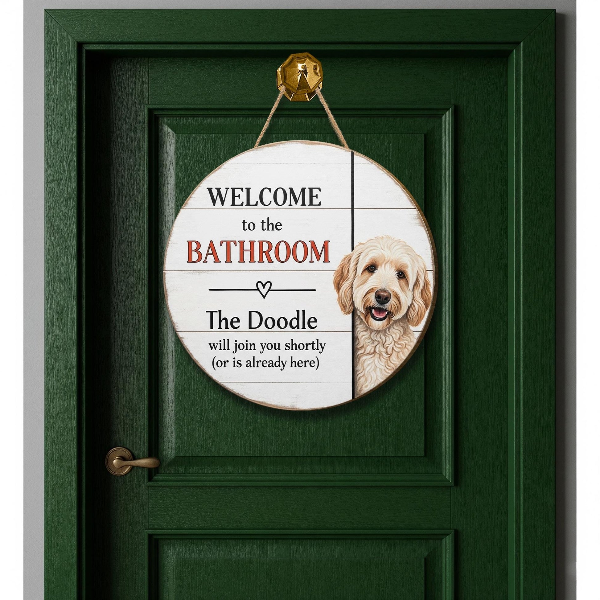 Funny Doodle Bathroom Sign, Custom Dog Lover Bathroom Decor, Welcome Wooden Wall Plaque, Labradoodle Home Gift, Cute Dog Room Sign