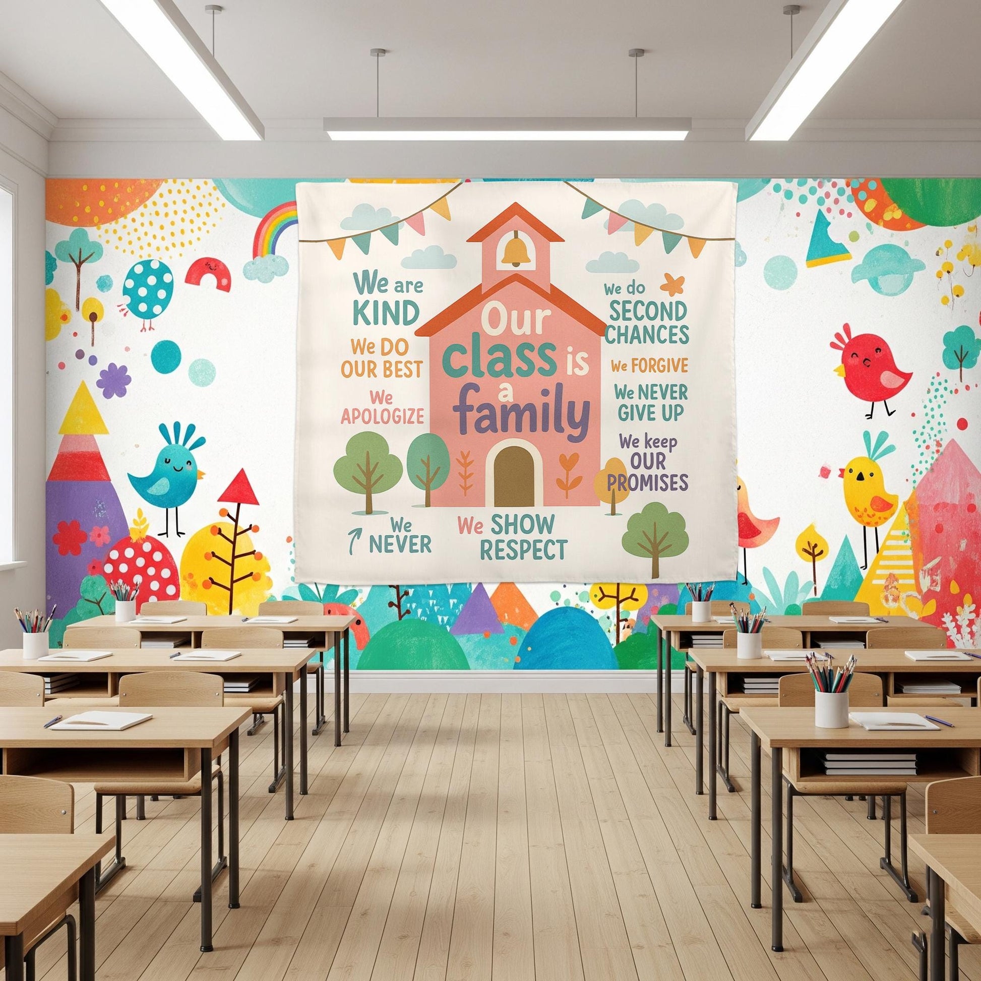 Our Class Is a Family Tapestry, Classroom Wall Decor, Teacher Back to School Sign, Motivational Poster for Elementary Classroom