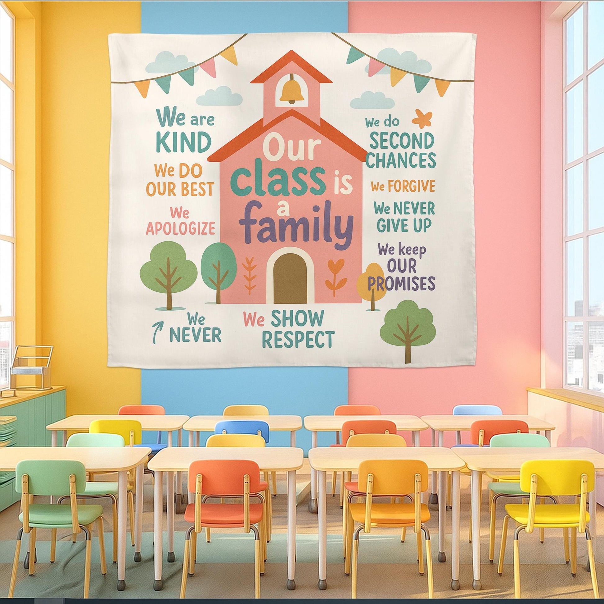 Our Class Is a Family Tapestry, Classroom Wall Decor, Teacher Back to School Sign, Motivational Poster for Elementary Classroom