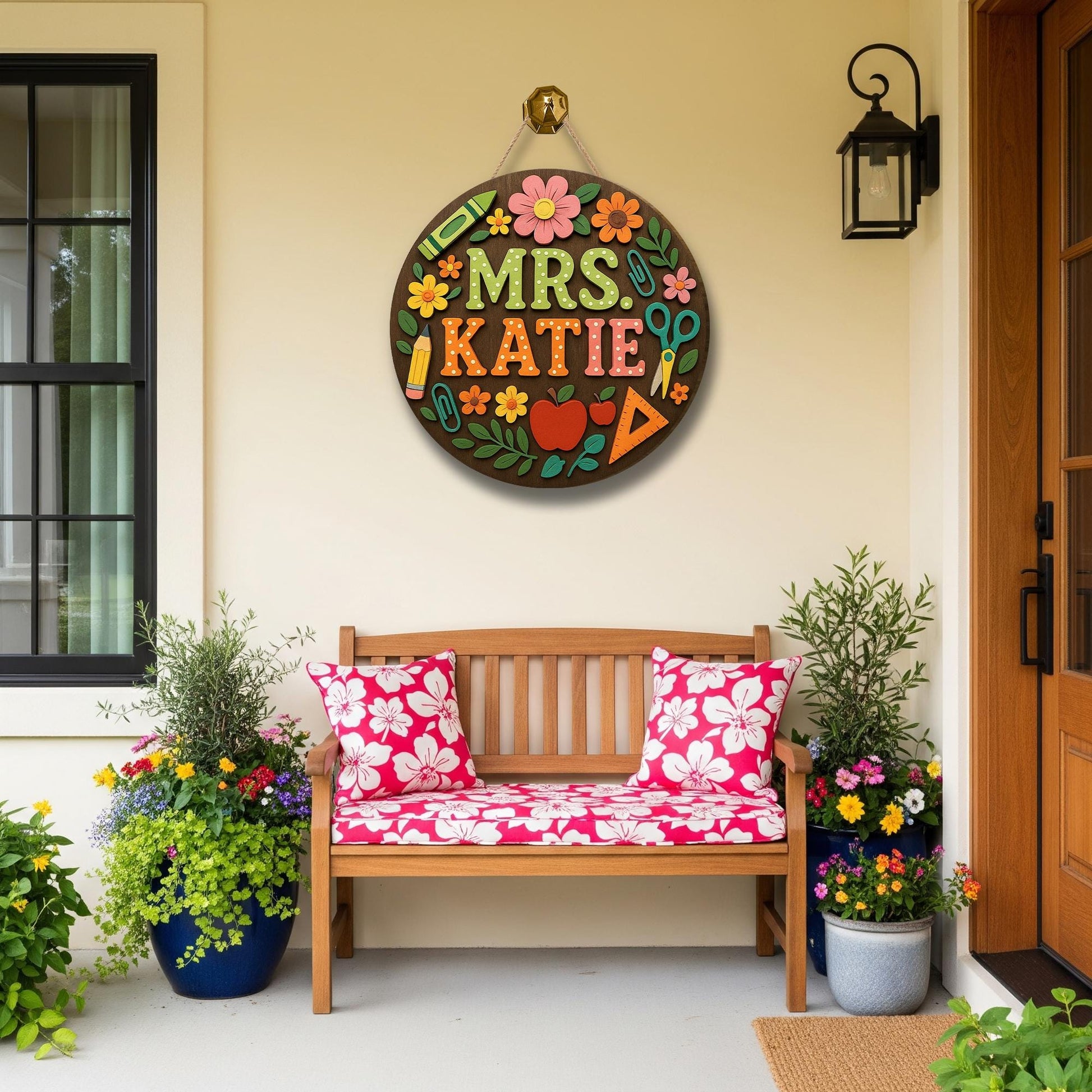 Personalized 3D Teacher Door Sign, Custom Classroom Name Sign, Back to School Gift, Wood Teacher Plaque, Colorful School Decor