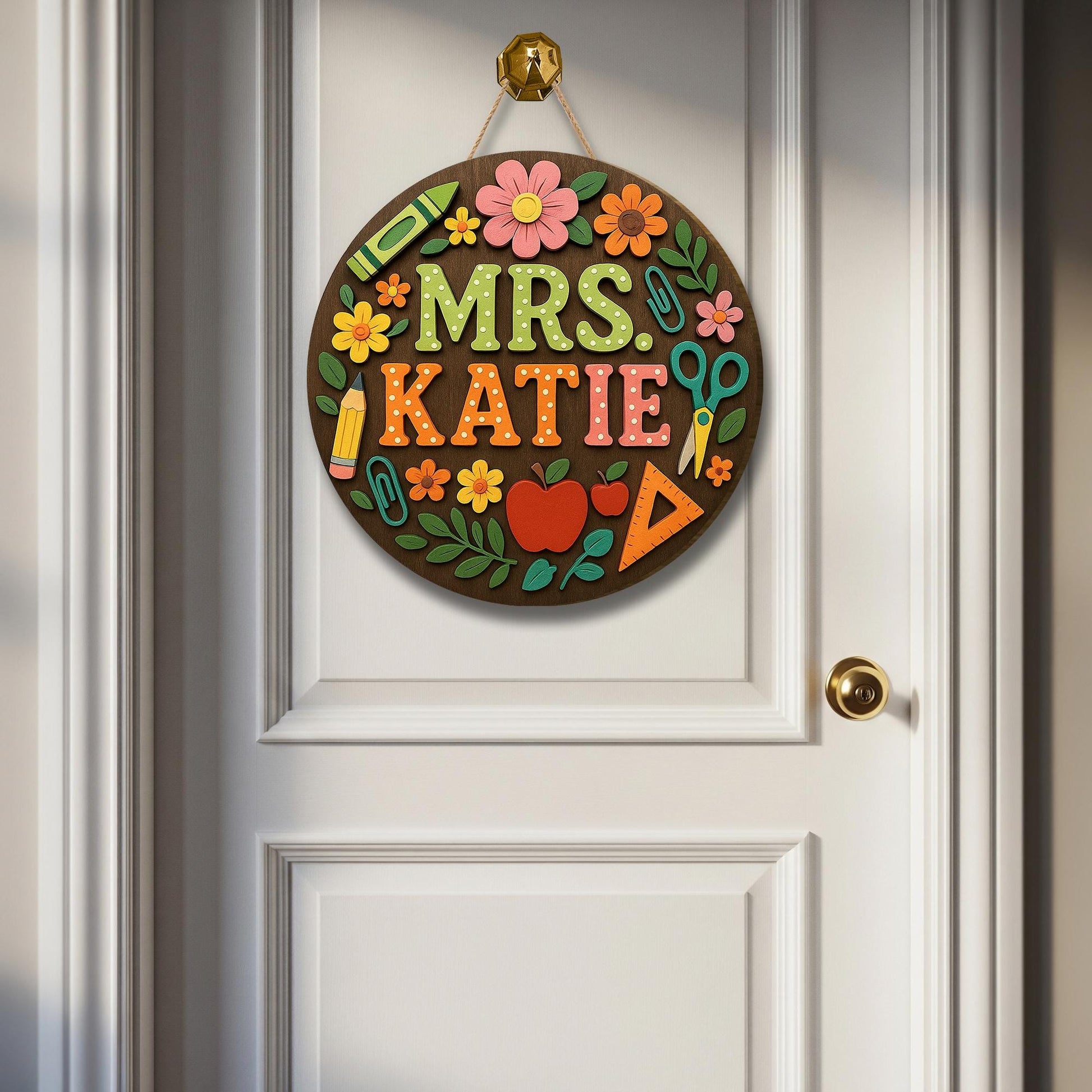 Personalized 3D Teacher Door Sign, Custom Classroom Name Sign, Back to School Gift, Wood Teacher Plaque, Colorful School Decor
