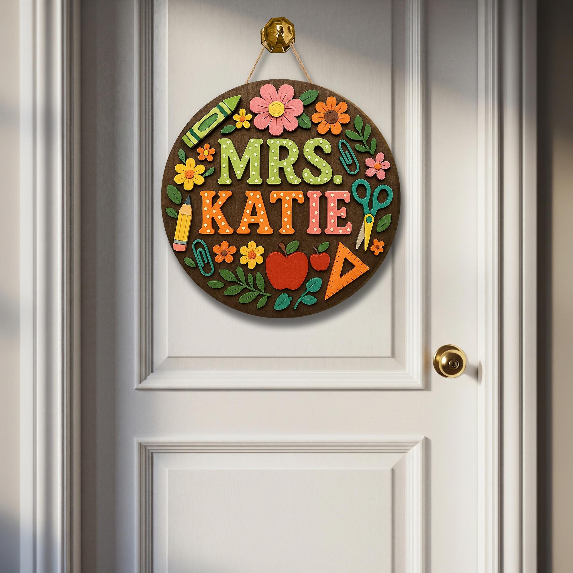 Personalized 3D Teacher Door Sign, Custom Classroom Name Sign, Back to School Gift, Wood Teacher Plaque, Colorful School Decor
