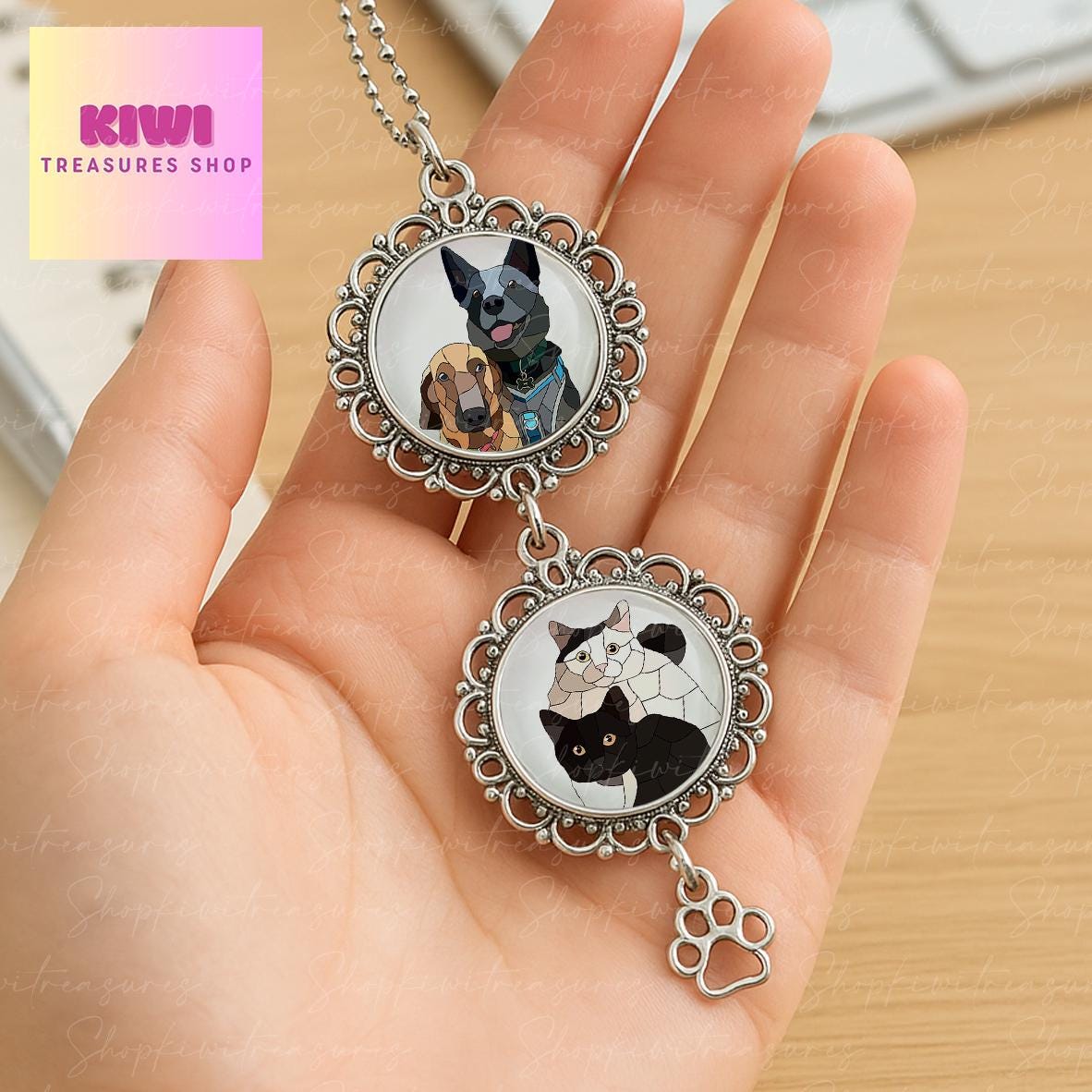 Custom Pet Portrait Car Charm | Personalized Pet Photo Rearview Mirror Accessory | Cat & Dog Memorial Gift | Pet Owner Car Decoration