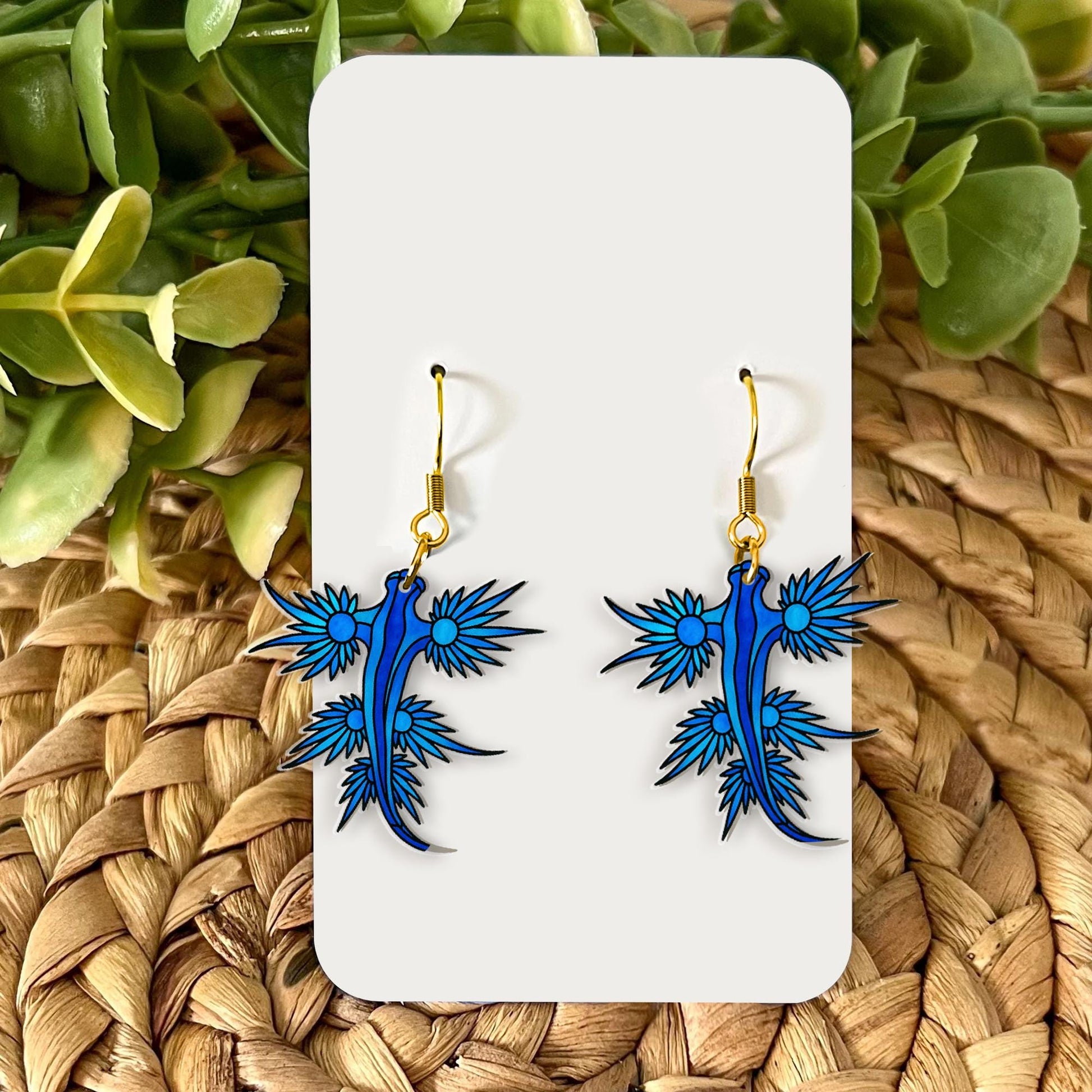 Blue Dragon Earrings, Acrylic Fantasy Jewelry, Sea Dragon Statement Earrings, Mythical Creature Gift for Dragon Lovers