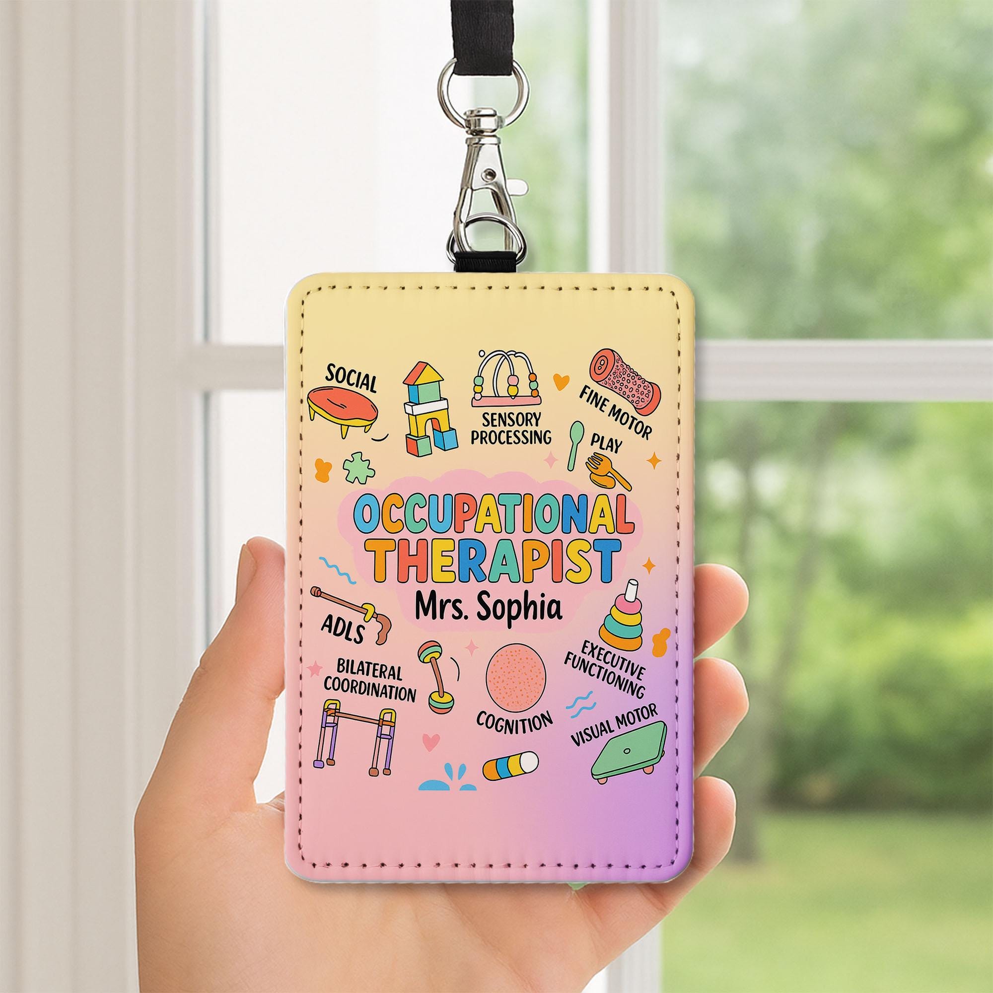 Custom OT Badge Reel, Personalized Occupational Therapist ID Holder, Cute Pediatric Therapy Gift, Colorful OT Name Badge Clip