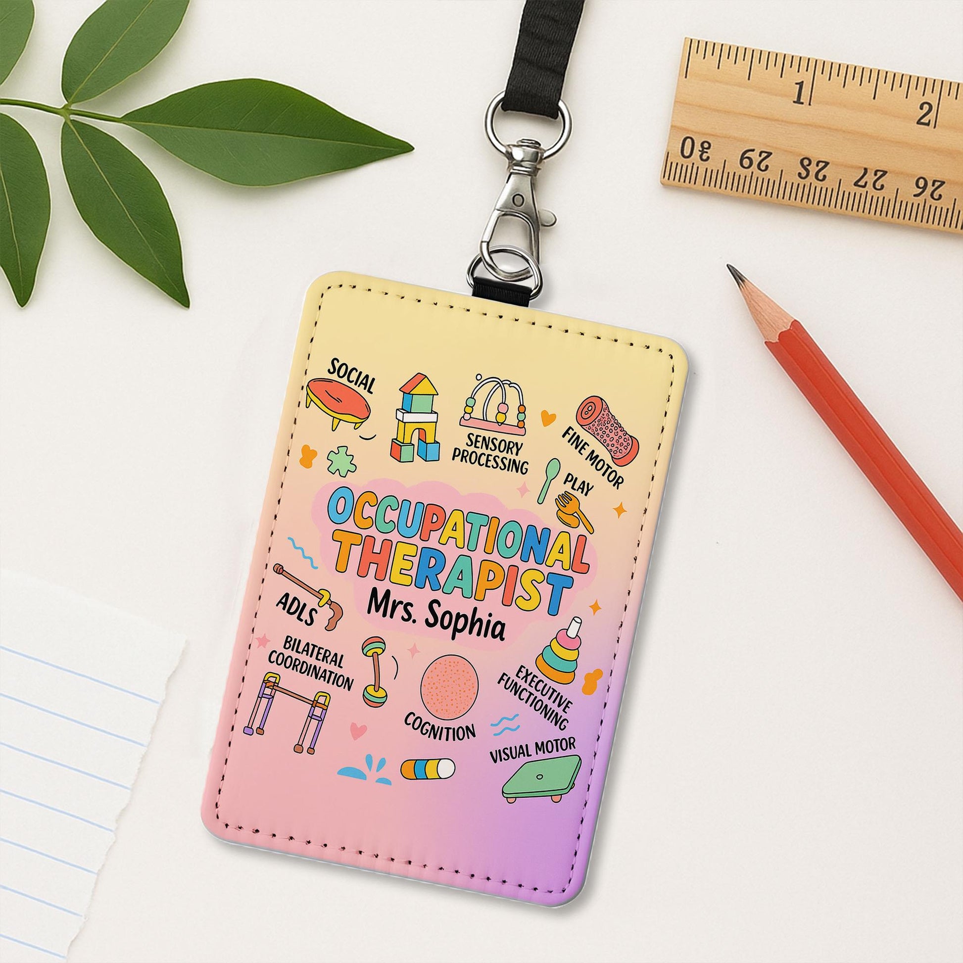 Custom OT Badge Reel, Personalized Occupational Therapist ID Holder, Cute Pediatric Therapy Gift, Colorful OT Name Badge Clip