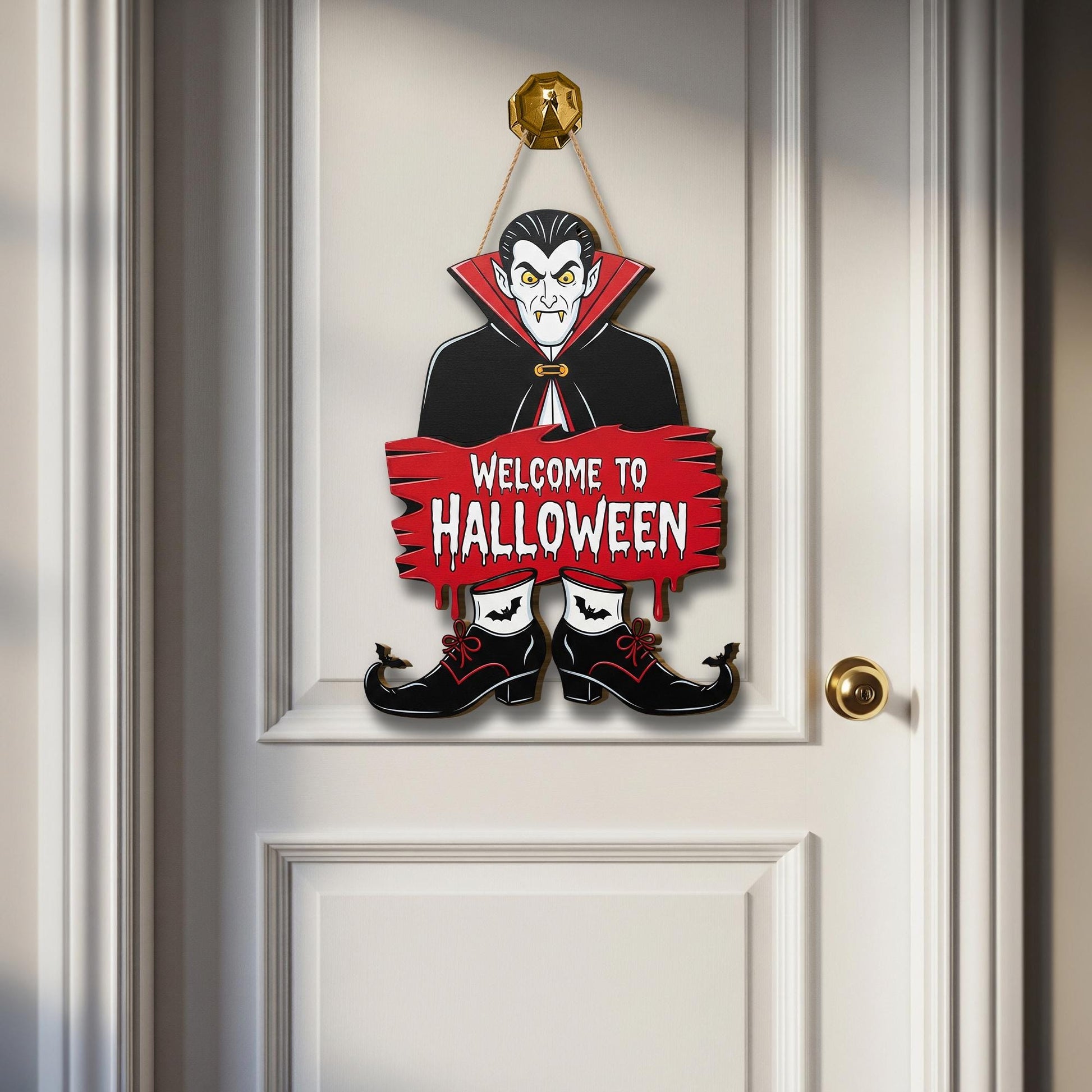 Dracula Halloween Door Sign – Welcome to Halloween Wall Decor – Vampire Party Decoration