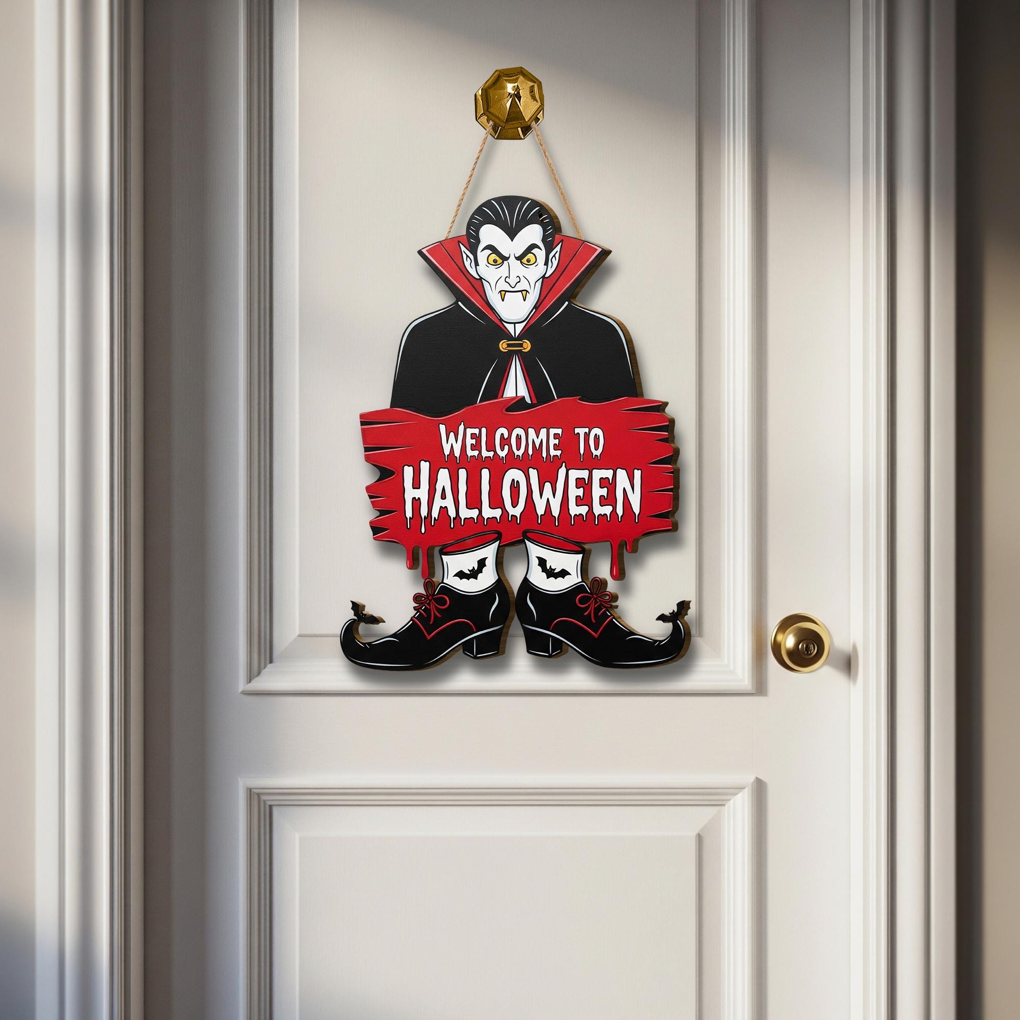 Dracula Halloween Door Sign – Welcome to Halloween Wall Decor – Vampire Party Decoration