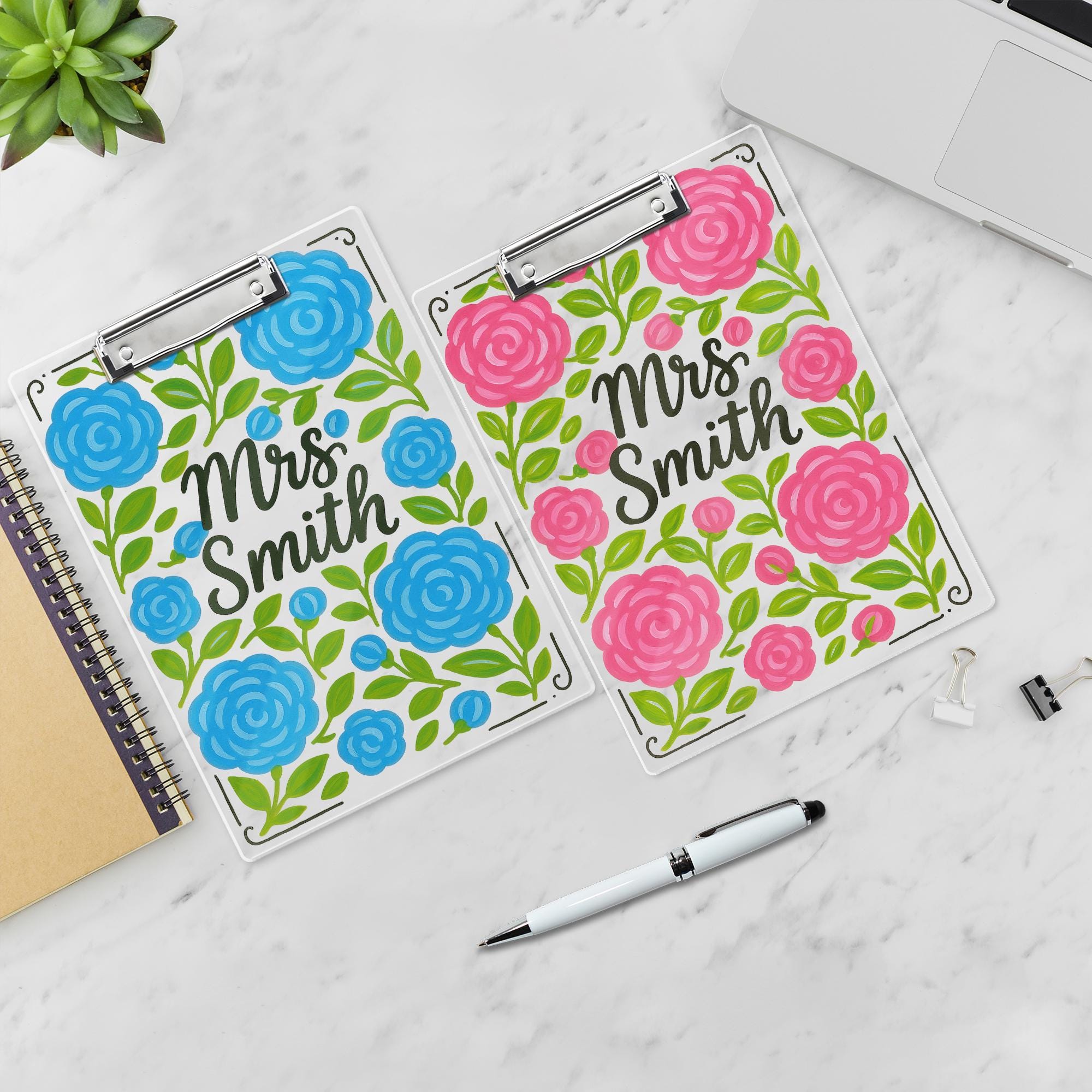 Custom Floral Teacher Clipboard, Personalized Clipboard for Women, Cute Name Clipboard, Back to School Gift, Classroom Supplies