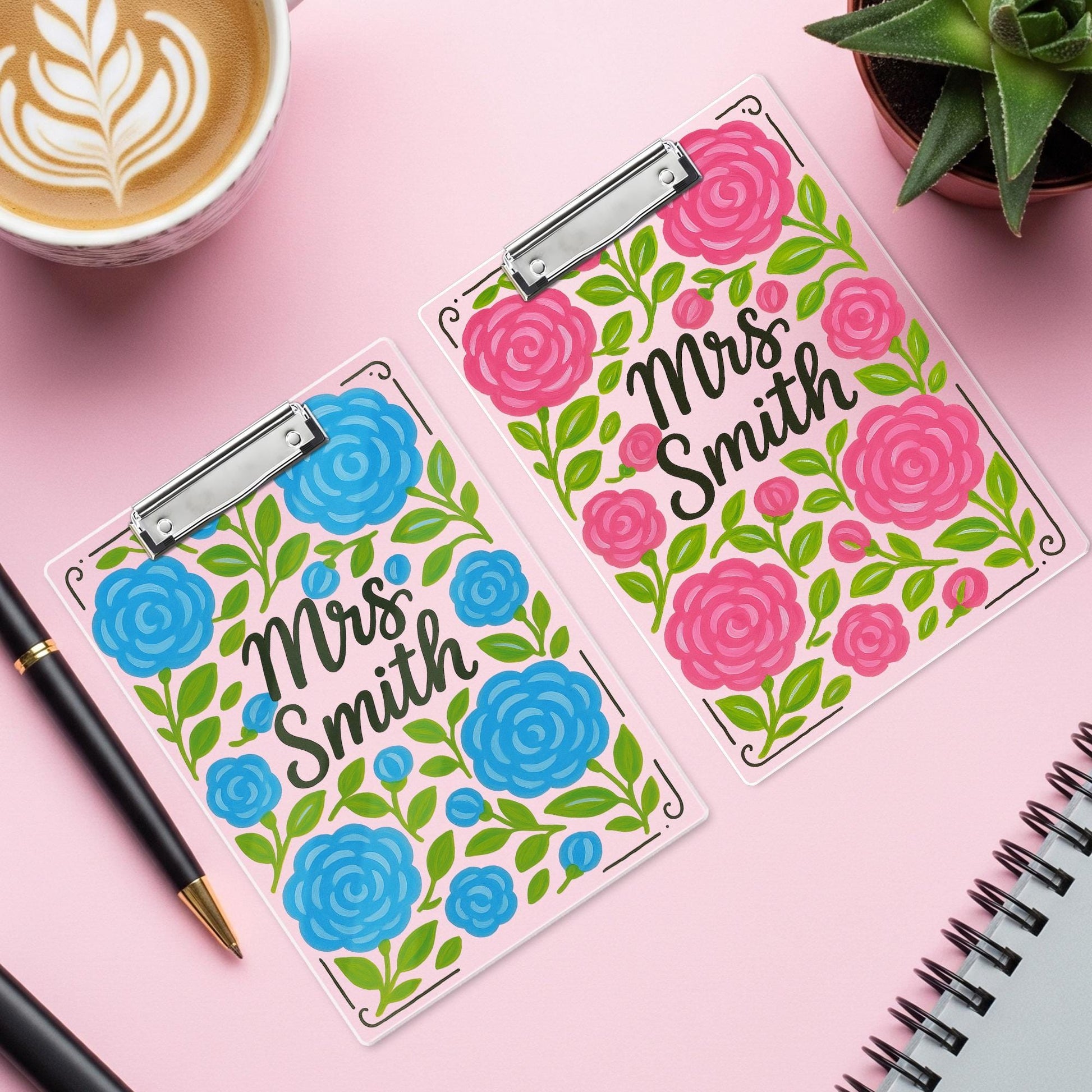 Custom Floral Teacher Clipboard, Personalized Clipboard for Women, Cute Name Clipboard, Back to School Gift, Classroom Supplies
