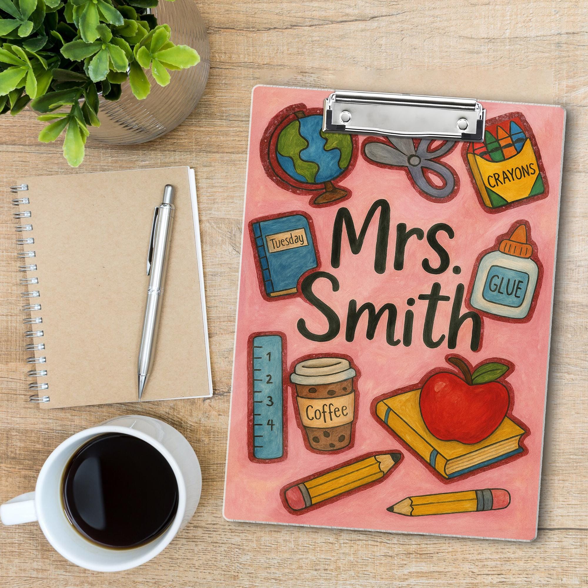 Custom Teacher Clipboard, Cute School Supply Design, Personalized Back to School Gift, Name Clipboard for Classroom, Fun Teacher Decor